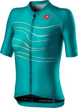 Castelli Aero Pro W FZ SS shirt turquoise dames 