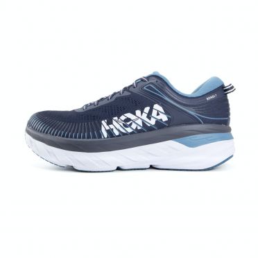 Hoka One One bondi 7 Wide hardloopschoenen grijs/blauw heren