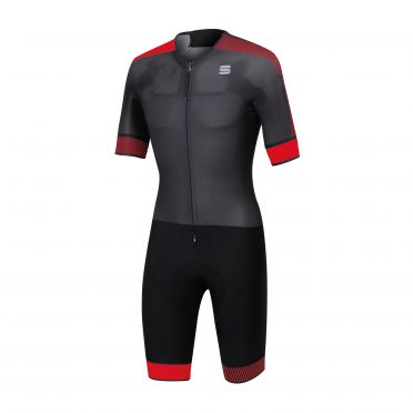 Sportful Bodyfit pro speedsuit korte mouw zwart/rood heren