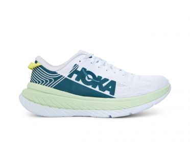Hoka One One Carbon X hardloopschoenen wit/groen heren