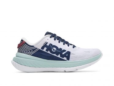 Hoka One One Carbon X hardloopschoenen wit/lichtblauw heren