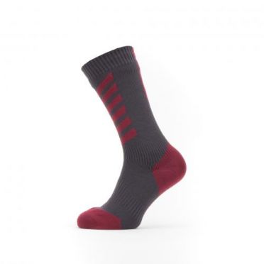 Sealskinz Cold weather mid fietssok met Hydrostop grjis/rood