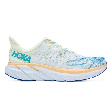 Hoka One One Clifton 8 hardloopschoenen wit-blauw heren