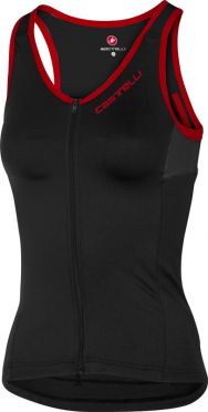 Castelli Solare top mouwloos zwart/rood dames