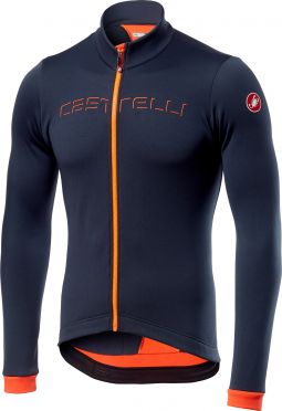 Castelli Fondo fietsshirt lange mouw donker blauw/oranje heren