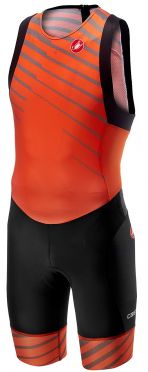 Castelli Free tri ITU suit rits achterzijde mouwloos oranje heren