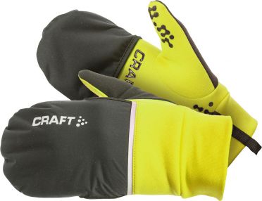 Craft Hybrid weather hardloophandschoen geel 