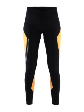 Craft Brilliant 2.0 thermal hardloopbroek zwart/geel dames