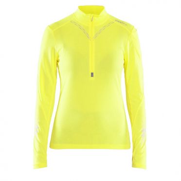 Craft Brilliant 2.0 halfzip Skipully geel dames