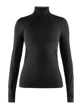 Craft Fuseknit comfort zip lange mouw ondershirt zwart dames