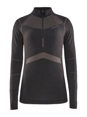 Craft Active Intensity zip lange mouw ondershirt zwart/roze dames