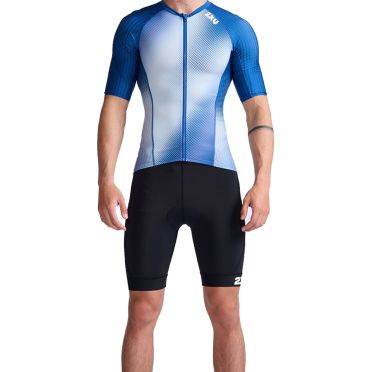 2XU Aero tri top korte mouw wit/blauw heren