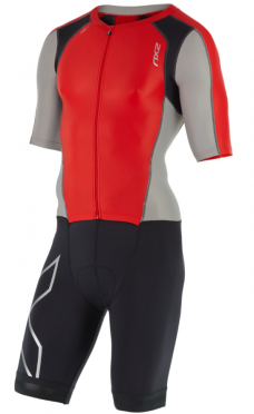2XU Compression full zip trisuit sleeved zwart/rood/grijs heren 