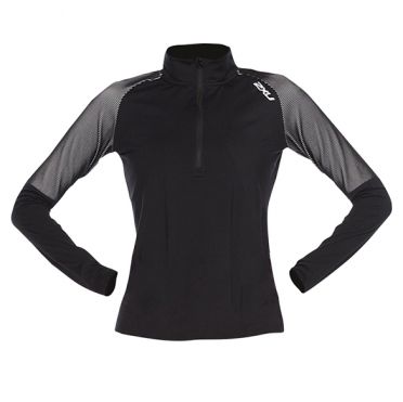 2XU GHST 1/2 Zip hardloopshirt lange mouw zwart/wit dames