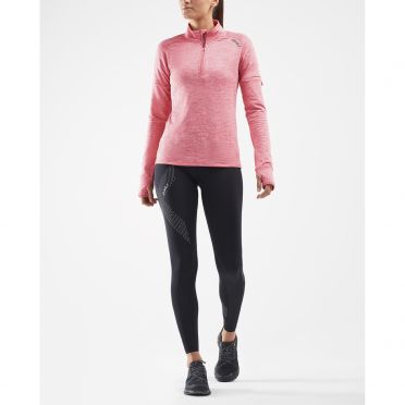 2XU Pursuit Thermal 1/4 Zip hardloopshirt lange mouw roze dames