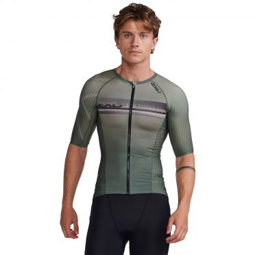 2XU Aero tri top korte mouw groen heren