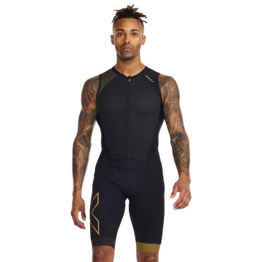 2XU Light speed front zip trisuit mouwloos zwart heren
