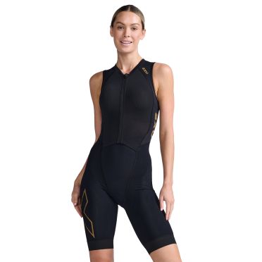 2XU Light speed front zip trisuit mouwloos zwart dames 