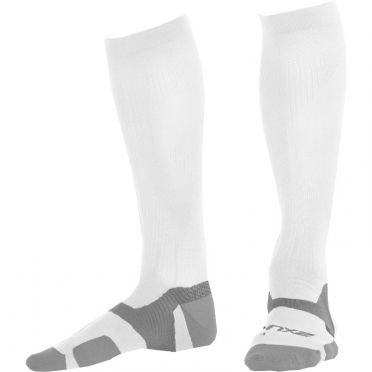 2XU Vectr merino LC Full Lenght compressie hoge sokken wit/grijs