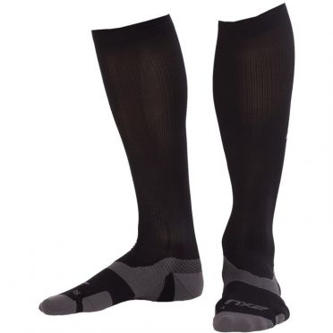 2XU Vectr merino LC Full Lenght compressie hoge sokken zwart/grijs 