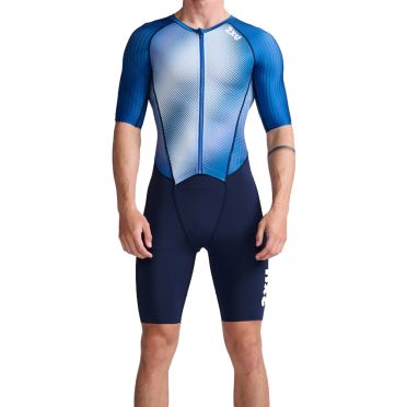 2XU Aero trisuit korte mouw wit/blauw heren