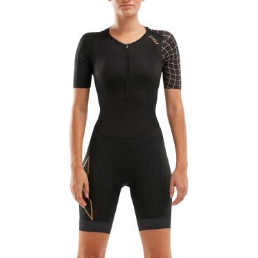 2XU Compression korte mouw trisuit zwart/goud dames