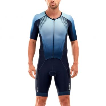 2XU Perform korte mouw trisuit blauw heren 