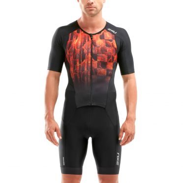 2XU Perform korte mouw trisuit zwart/rood heren 