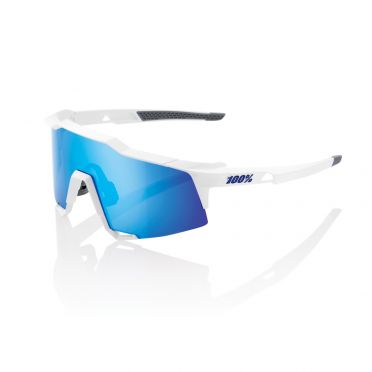 100% Speedcraft fietsbril wit met hiper lens blauw