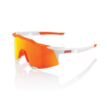 100% Speedcraft fietsbril wit met hiper lens soft oranje