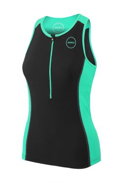 Zone3 Aquaflo plus mouwloos tri top zwart/mint dames 