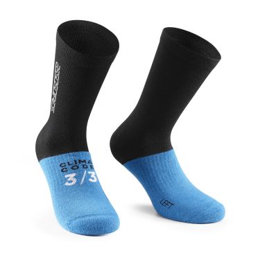 Assos Ultraz EVO winter fietssokken zwart/blauw unisex 