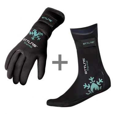 BTTLNS Neopreen thermal zwemhandschoenen en zwemsokken voordeelset mint