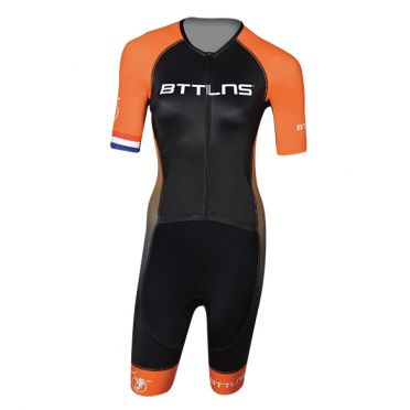 BTTLNS Typhon 2.0 trisuit korte mouwen zwart/oranje dames
