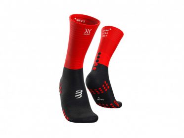 Compressport Mid Compression hardloopsokken zwart/rood 