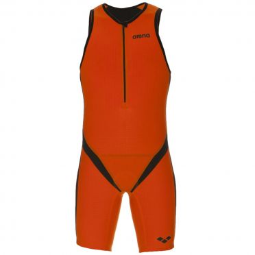 Arena Carbon pro front zip mouwloos trisuit oranje heren
