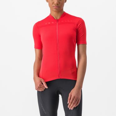 Castelli Anima 4 fietsshirt korte mouw rood dames 