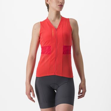 Castelli Anima 4 mouwloos fietsshirt rood dames  