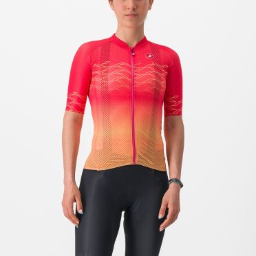 Castelli Climbers 2.0 fietsshirt korte mouw rood/oranje dames 