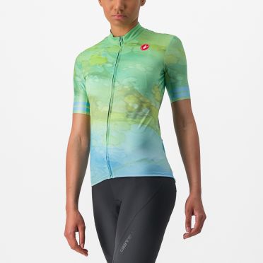 Castelli Marmo fietsshirt korte mouw groen/blauw dames 