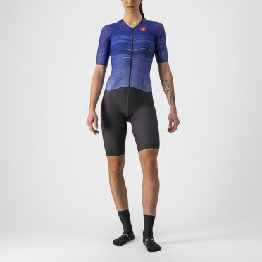 Castelli PR W speed trisuit korte mouwen zwart/blauw dames 