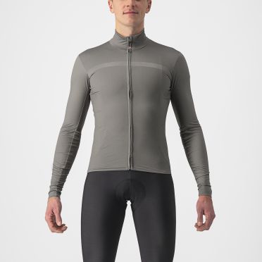 Castelli Pro thermal Mid lange mouw fietsshirt lichtgrijs heren 