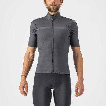 Castelli Pro thermal Mid korte mouw fietsshirt donkergrijs heren 