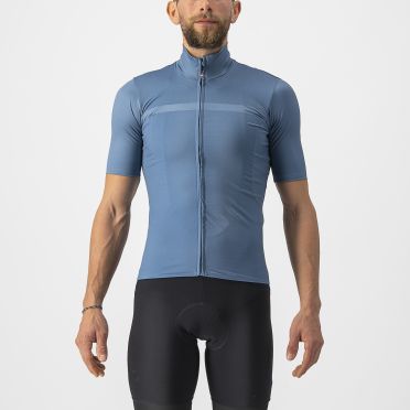Castelli Pro thermal Mid korte mouw fietsshirt blauw heren 