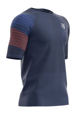 Compressport Racing ss t-shirt blauw heren