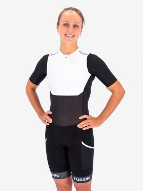 Fusion SLi Speed Suit korte mouw wit/zwart Unisex