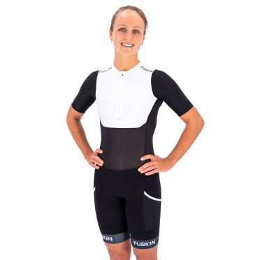 Fusion SLi Speed Suit korte mouw wit/zwart Unisex