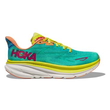 Hoka Clifton 9 hardloopschoenen groen/geel dames