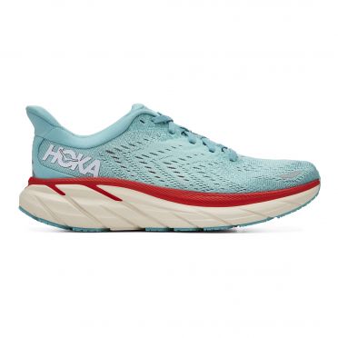 Hoka One One Clifton 8 hardloopschoenen blauw/rood dames 