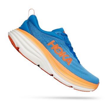 Hoka Bondi 8 wide hardloopschoenen blauw/oranje heren 